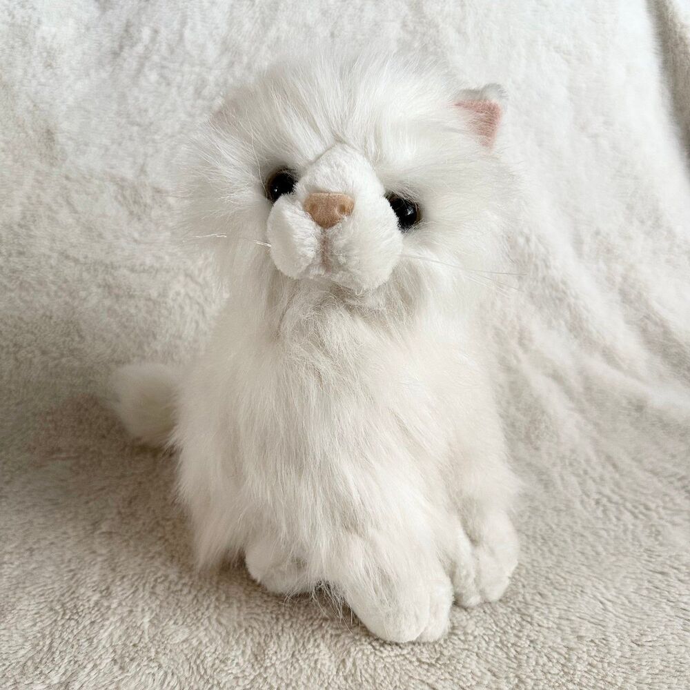 Walmart White Persian Cat Kitten 10” Realistic Plush Stuffed Animal Vintage Toy